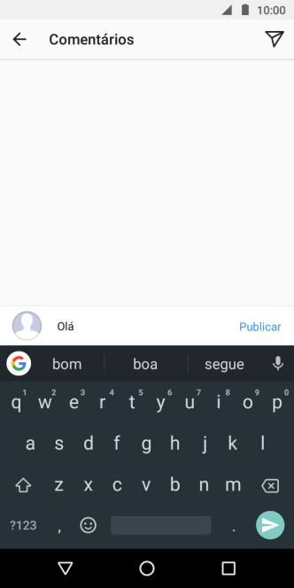 Digite o texto desejado, e pressione Publicar. Digite o texto desejado, e pressione Publicar.
