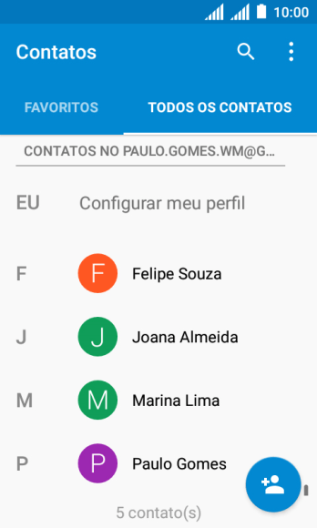 Pressione o contato desejado. Pressione o contato desejado.
