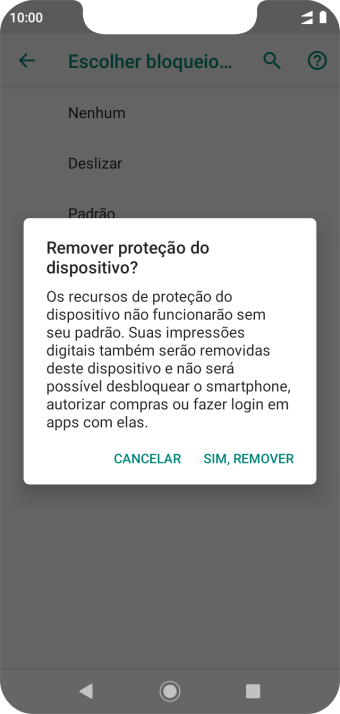 Pressione SIM, REMOVER. Pressione SIM, REMOVER.