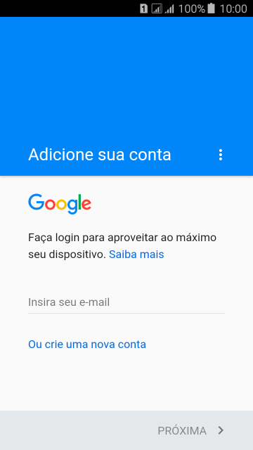 Se você não tiver uma conta Google, deve pressionar Ou crie uma nova conta, e seguir as instruções da tela para instalar uma conta. Se você não tiver uma conta Google, deve pressionar Ou crie uma nova conta, e seguir as instruções da tela para instalar uma conta.