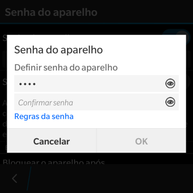 Pressione Confirmar senha, e digite o código de bloqueio do celular. Pressione Confirmar senha, e digite o código de bloqueio do celular.