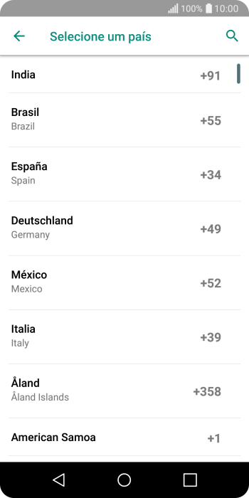 Pressione o país desejado. Pressione o país desejado.