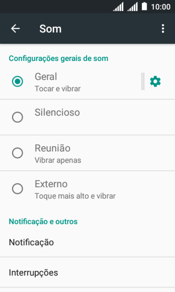 Pressione o ícone de configurações ao lado de Pressione o ícone de configurações ao lado de