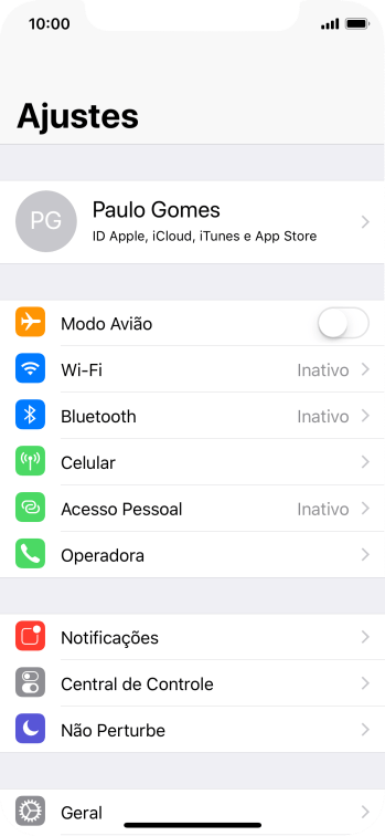 Pressione seu ID Apple. Pressione seu ID Apple.