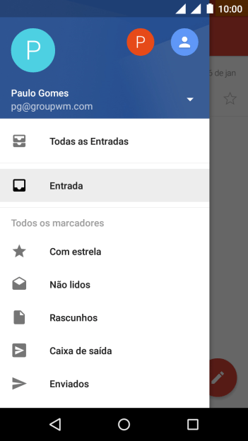 Pressione a lista suspensa do endereço de e-mail. Pressione a lista suspensa do endereço de e-mail.