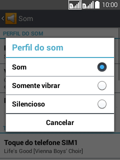 Pressione Som para ativar ou desativar o modo silencioso. Pressione Som para ativar ou desativar o modo silencioso.