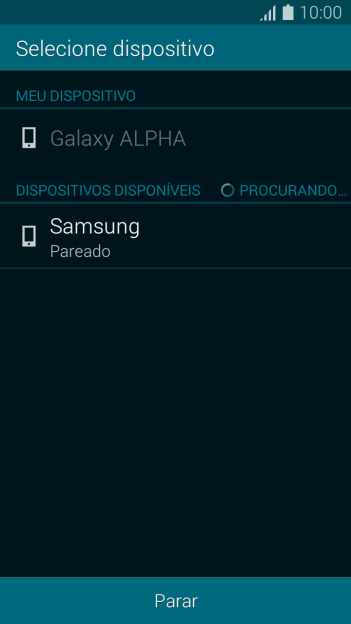 Pressione o dispositivo Bluetooth desejado, e aguarde um instante enquanto o arquivo é transferido. Pressione o dispositivo Bluetooth desejado, e aguarde um instante enquanto o arquivo é transferido.