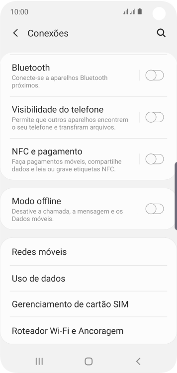 Pressione Redes móveis. Pressione Redes móveis.