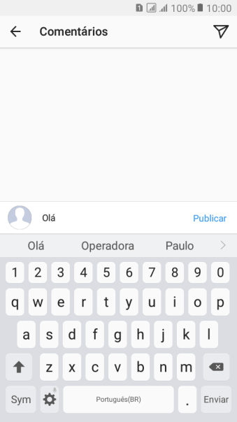 Digite o texto desejado, e pressione Publicar. Digite o texto desejado, e pressione Publicar.