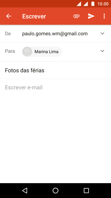 Pressioneo campo de escrever, e escreva o texto do seu e-mail. Pressioneo campo de escrever, e escreva o texto do seu e-mail.