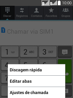 Pressione Ajustes de chamada. Pressione Ajustes de chamada.