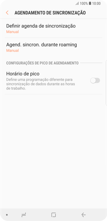 Pressione Definir agenda de sincronização. Pressione Definir agenda de sincronização.