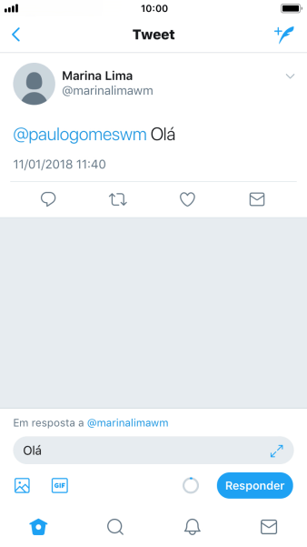Escreva a resposta desejada, e pressione Responder. Escreva a resposta desejada, e pressione Responder.