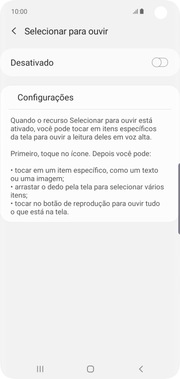 Pressione o indicador para ativar a função. Pressione o indicador para ativar a função.
