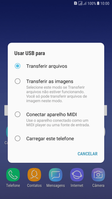 Pressione Transferir arquivos para ativar a função. Pressione Transferir arquivos para ativar a função.