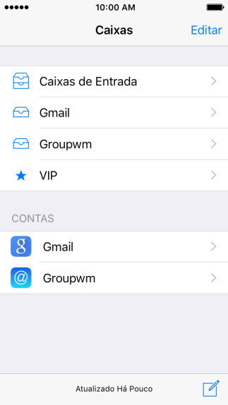 Pressione a conta de e-mail desejada. Pressione a conta de e-mail desejada.