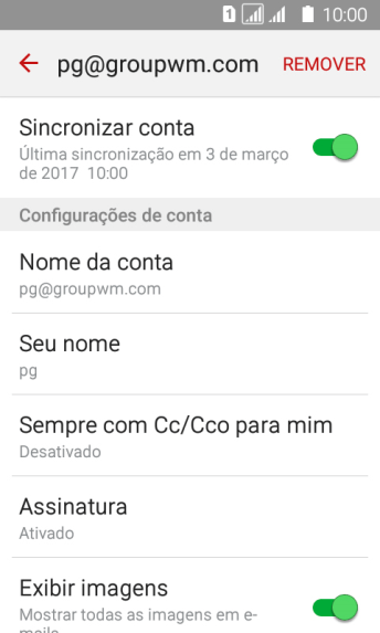 Pressione Nome da conta. Pressione Nome da conta.