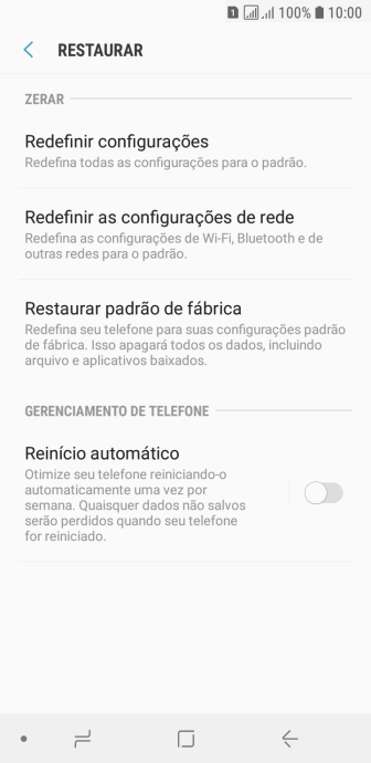 Pressione Restaurar padrão de fábrica. Pressione Restaurar padrão de fábrica.