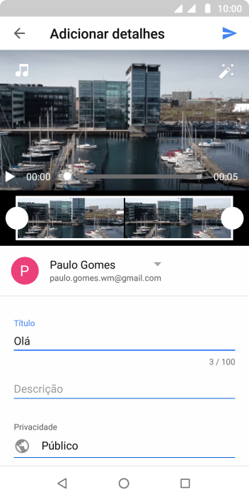 Escreva o texto desejado, e pressione o ícone de upload. Escreva o texto desejado, e pressione o ícone de upload.