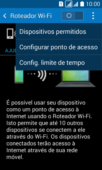 Pressione Configurar ponto de acesso. Pressione Configurar ponto de acesso.