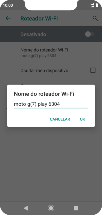 Digite o nome do Roteador Wi-Fi e pressione OK. Digite o nome do Roteador Wi-Fi e pressione OK.