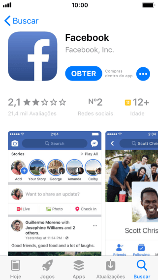 Pressione OBTER, e siga as indicações da tela para instalar o app. Pressione OBTER, e siga as indicações da tela para instalar o app.