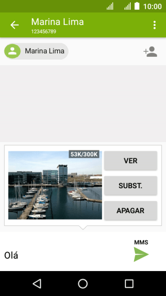 Pressione o ícone de enviar, quando você terminar de escrever a MMS. Pressione o ícone de enviar, quando você terminar de escrever a MMS.