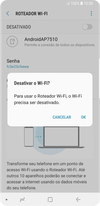 Se o Wi-Fi estiver ativado você deve pressionar OK. Se o Wi-Fi estiver ativado você deve pressionar OK.