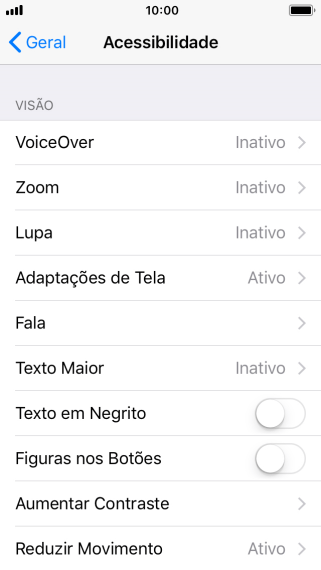 Pressione Fala, e siga as indicações da tela para selecionar as configurações desejadas. Pressione Fala, e siga as indicações da tela para selecionar as configurações desejadas.