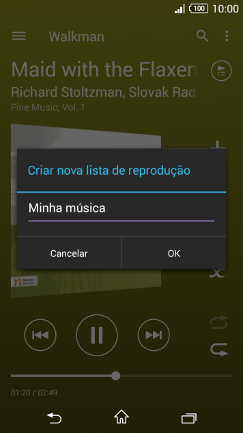 Digite o nome da lista de reprodução, e pressione OK. Digite o nome da lista de reprodução, e pressione OK.