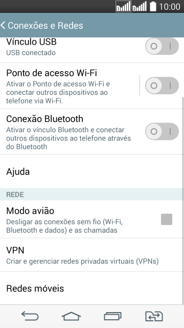 Pressione Redes móveis. Pressione Redes móveis.