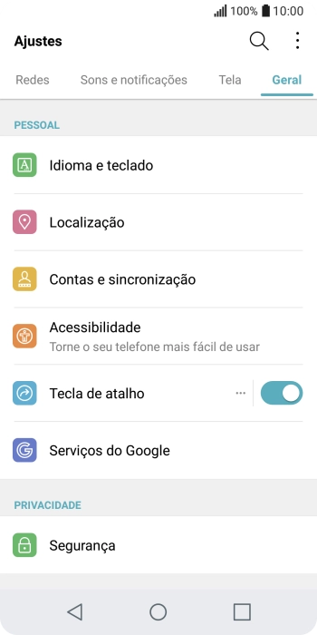 Pressione Contas e sincronização. Pressione Contas e sincronização.
