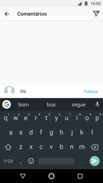 Digite o texto desejado, e pressione Publicar. Digite o texto desejado, e pressione Publicar.