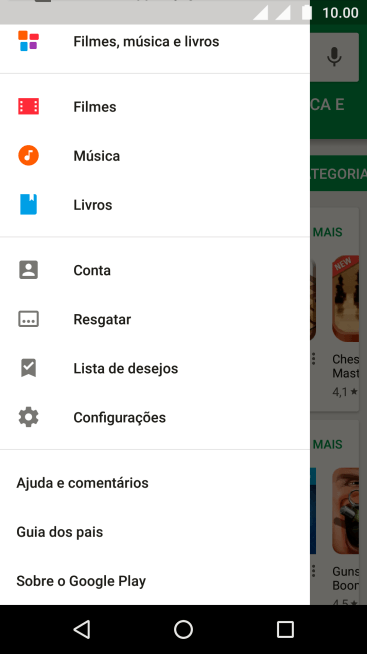 Pressione Configurações. Pressione Configurações.