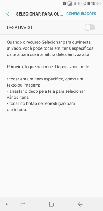 Pressione o indicador para ativar a função. Pressione o indicador para ativar a função.