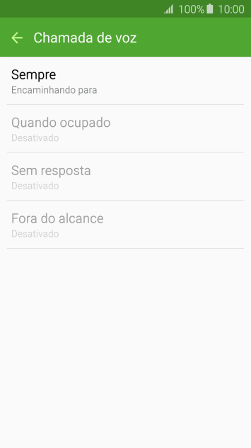 Pressione o tipo de encaminhamento desejado. Pressione o tipo de encaminhamento desejado.