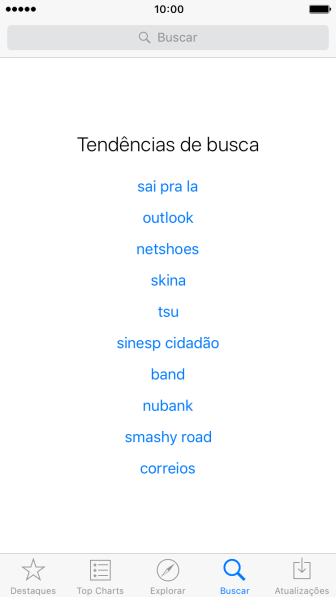 Pressione Buscar, e digite o nome ou assunto do aplicativo. Pressione Buscar, e digite o nome ou assunto do aplicativo.