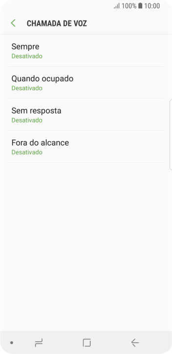 Pressione o tipo de encaminhamento desejado. Pressione o tipo de encaminhamento desejado.