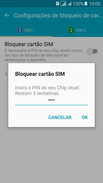 Digite um código PIN de quatro cifras e pressione OK. O código PIN padrão é 1010. Digite um código PIN de quatro cifras e pressione OK. O código PIN padrão é 1010.