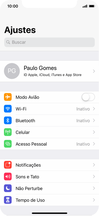 Pressione seu ID Apple. Pressione seu ID Apple.