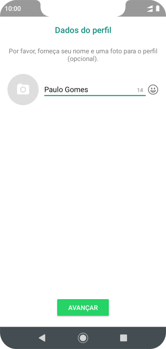 Digite o nome do usuário, e pressione AVANÇAR. Digite o nome do usuário, e pressione AVANÇAR.