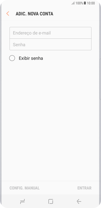 Pressione Endereço de e-mail, e digite o endereço de e-mail. Pressione Endereço de e-mail, e digite o endereço de e-mail.