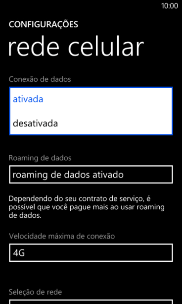Pressione ativada para ativar os dados móveis. Pressione ativada para ativar os dados móveis.