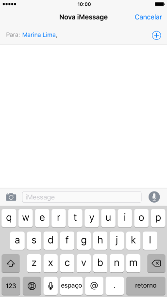 Se o destinatário puder receber iMessages, o texto iMessage irá aparecer no campo de escrever. Se o destinatário puder receber iMessages, o texto iMessage irá aparecer no campo de escrever.