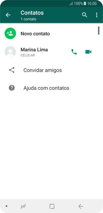 Pressione o ícone de busca, e digite as primeiras letras do nome do contato. Pressione o ícone de busca, e digite as primeiras letras do nome do contato.