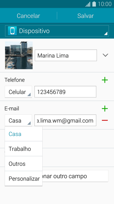 Pressione o tipo de e-mail desejado. Pressione o tipo de e-mail desejado.
