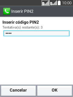 Digite o código PIN2, e pressione OK. Digite o código PIN2, e pressione OK.