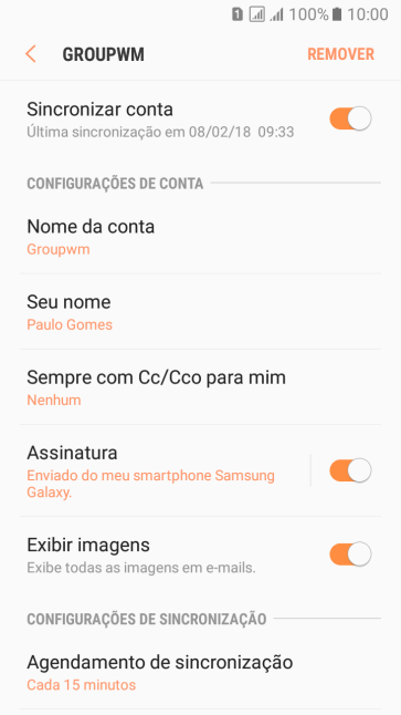 Pressione Nome da conta. Pressione Nome da conta.
