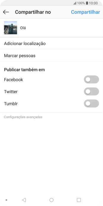Digite o texto, e pressione Compartilhar. Digite o texto, e pressione Compartilhar.
