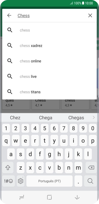 Insira o nome ou assunto do app desejado, e pressione o ícone de busca. Insira o nome ou assunto do app desejado, e pressione o ícone de busca.
